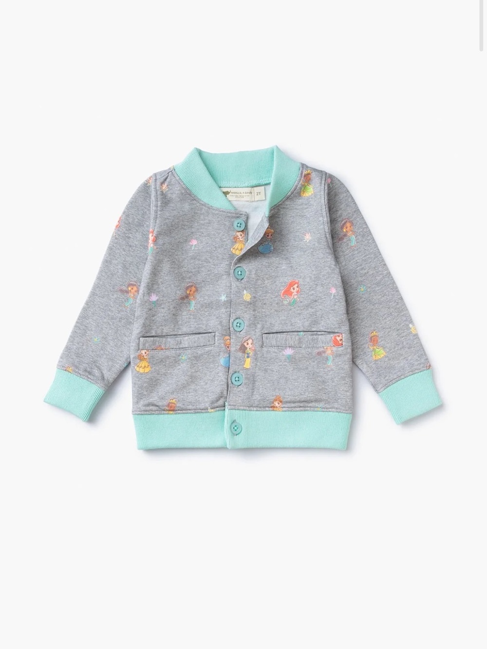 Monica + Andy Disney Princess Bomber Jacket 6-12M Organic Cotton NWT